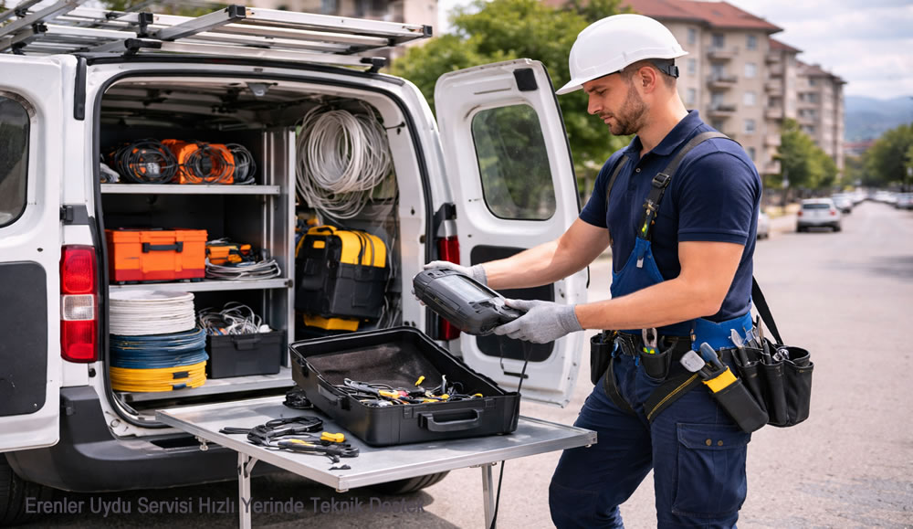 Erenler Uydu Servisi Hızlı Yerinde Teknik Destek Erenler uyducu saha servis hizmeti için hazırlık yapıyor