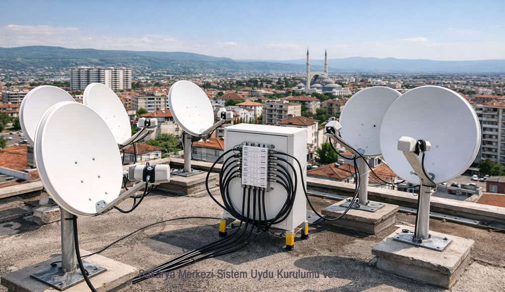 Sakarya Merkezi Sistem Uydu Kurulumu ve Bakımı Sakarya merkezi uydu sistemi kurulumu yapılan apartman çatısı